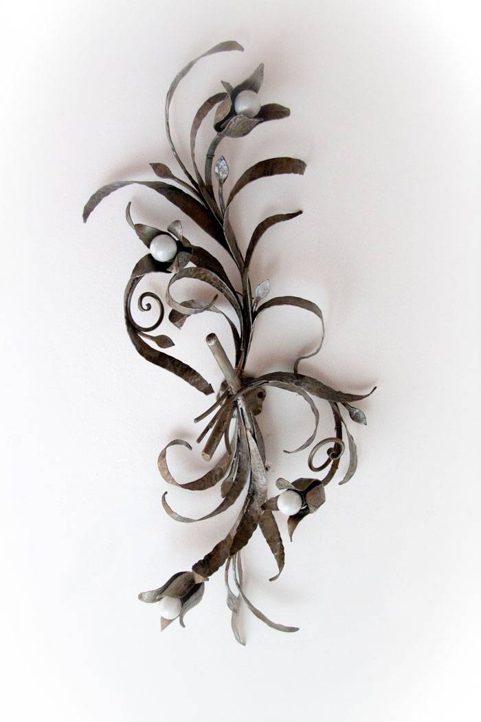 Appliques ramo floreale in ferro battuto