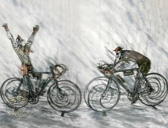 Scultura bicicletta in ferro battuto