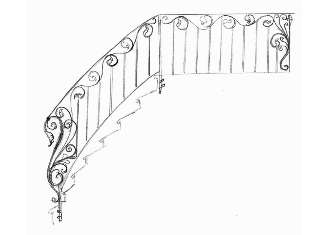 Scala interna semplice in ferro battuto