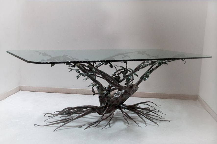 Tavolo in ferro battuto - Decorazione ad albero