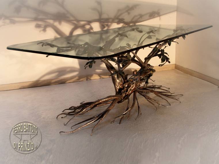 Tavolo ferro battuto decorazione ad albero