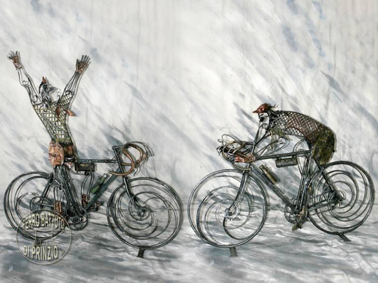 Scultura bicicletta in ferro battuto